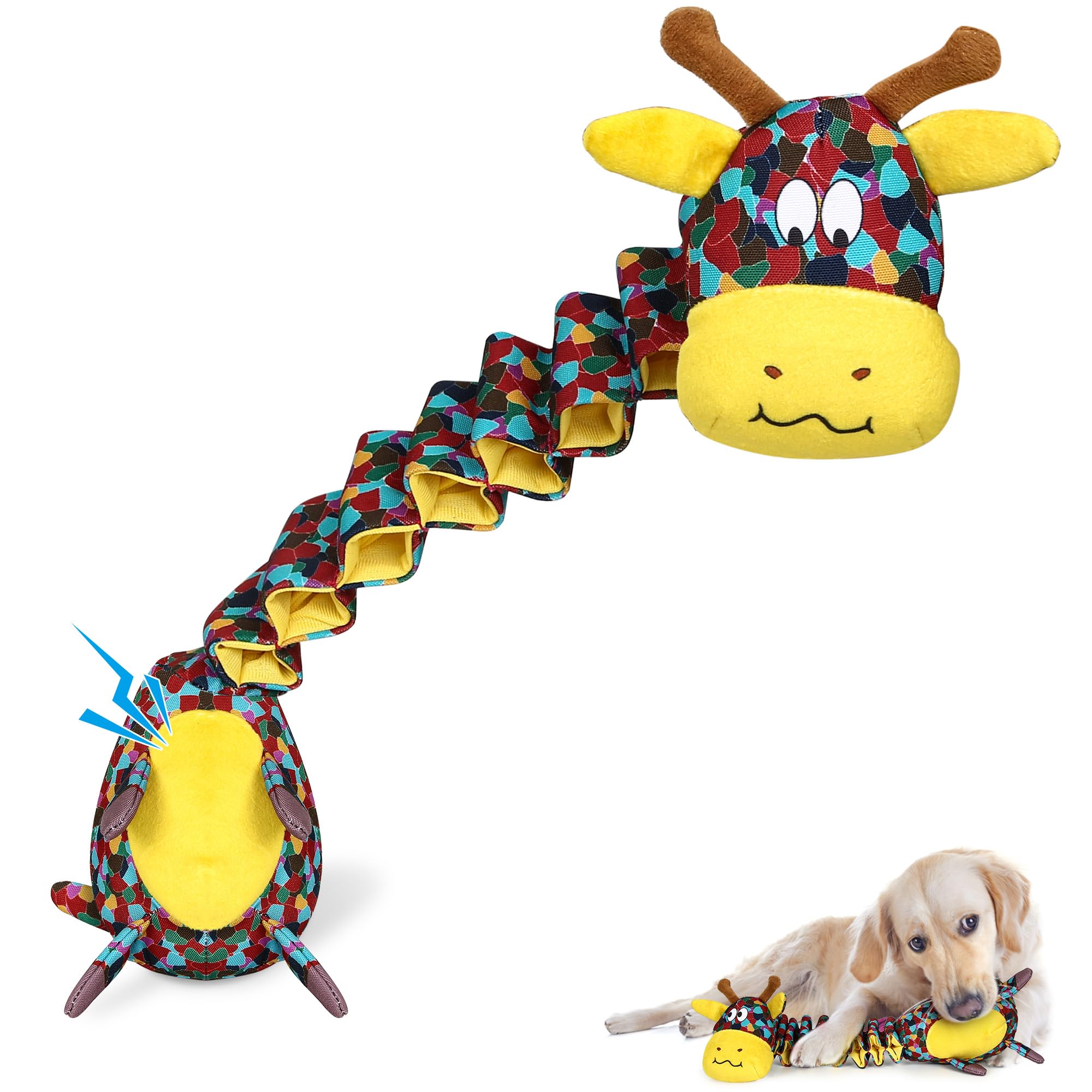 IOKHEIRA tough-indestructible dog toy large-breed giraffe plush for durable fetch