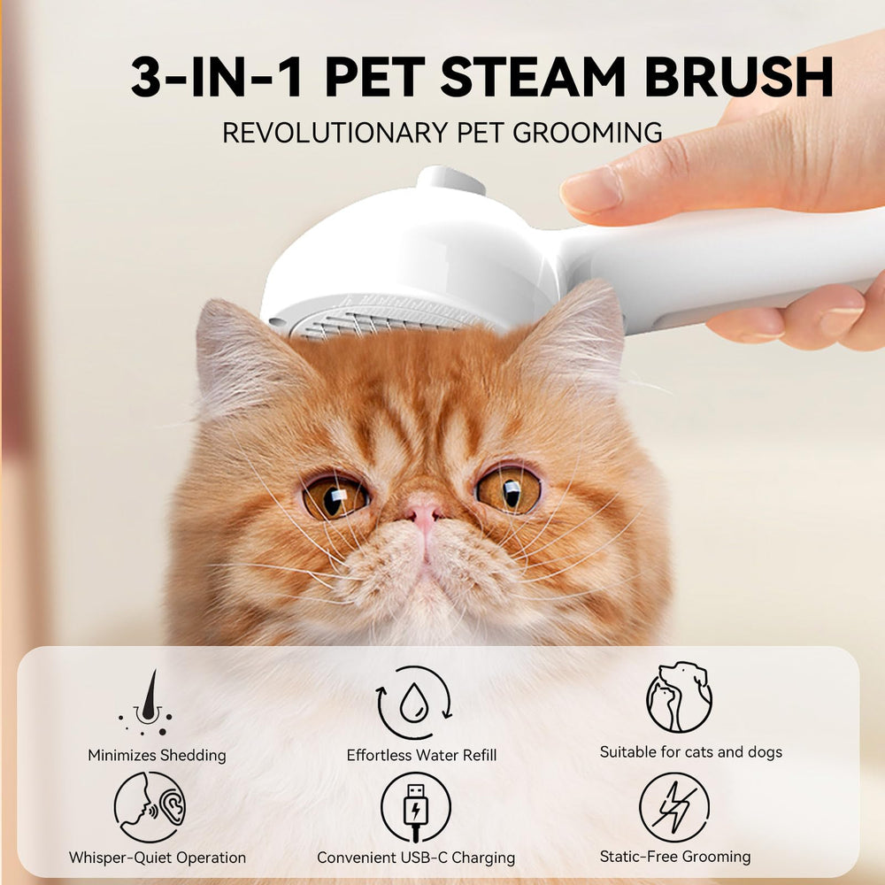iomsloon pet steam brush reservoir-mist illustrates steady spray reduces static.