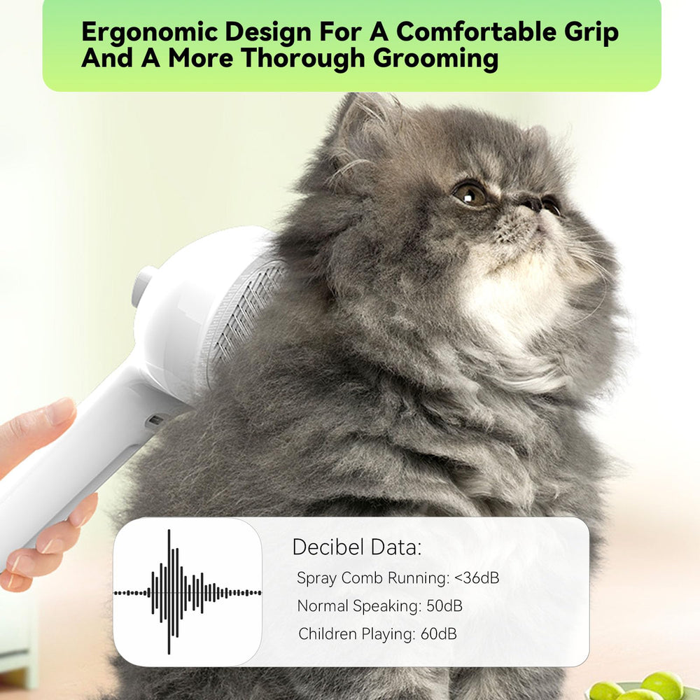 iomsloon pet steam brush short-hair-cat usage reveals gentle detangling.
