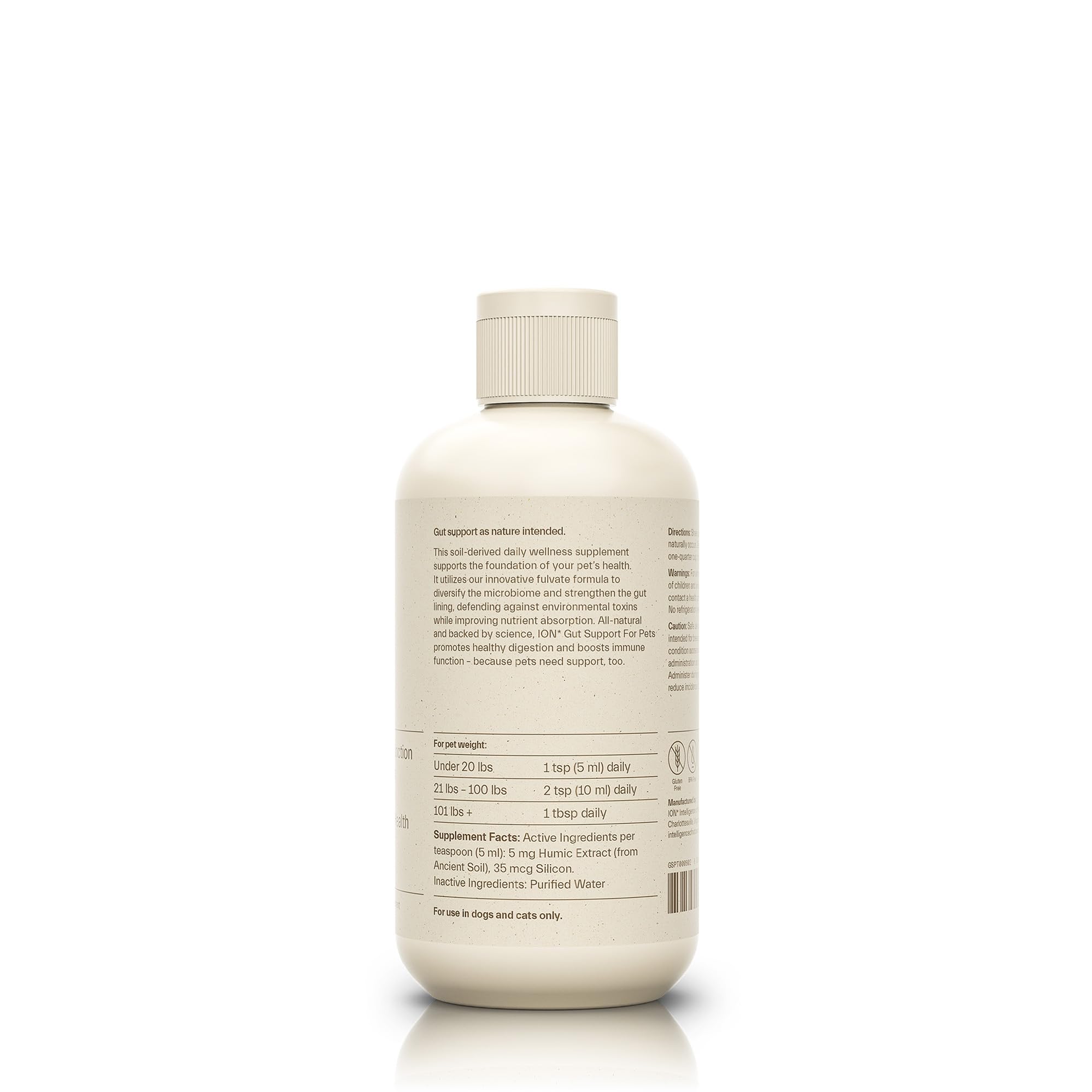 ION* Gut Support drops dosing close-up highlights simple administration for dogs and cats