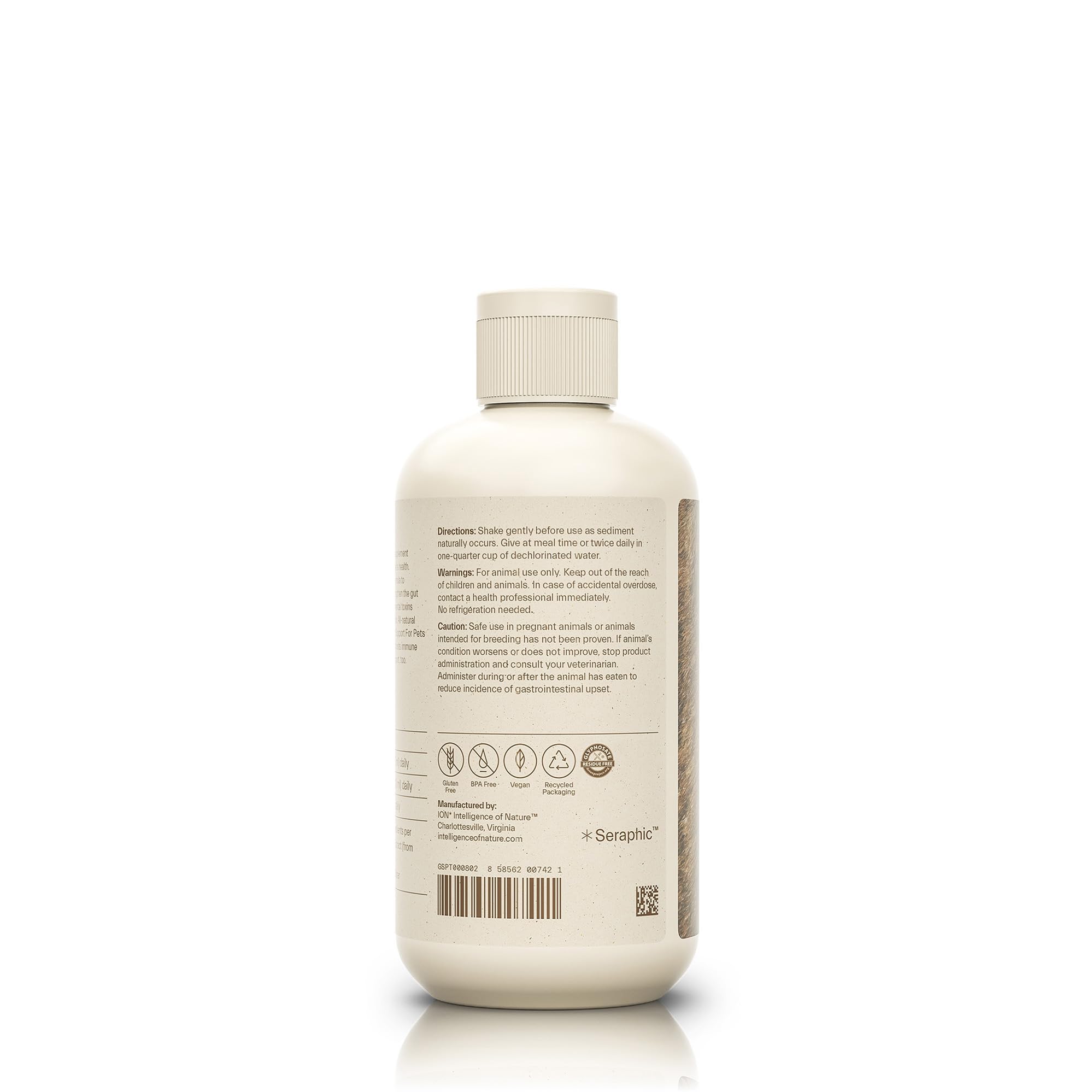 ION* Gut Support measuring-dropper demonstrates precise daily supplementation for pets