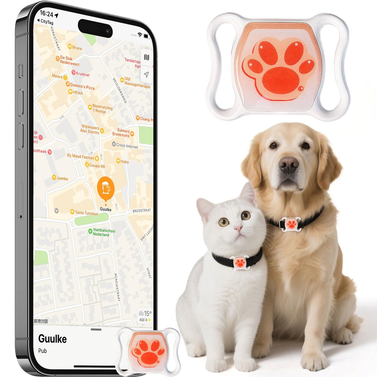 IOYDC Cat Tracker on collar shows real-time location for quick peace of mind.