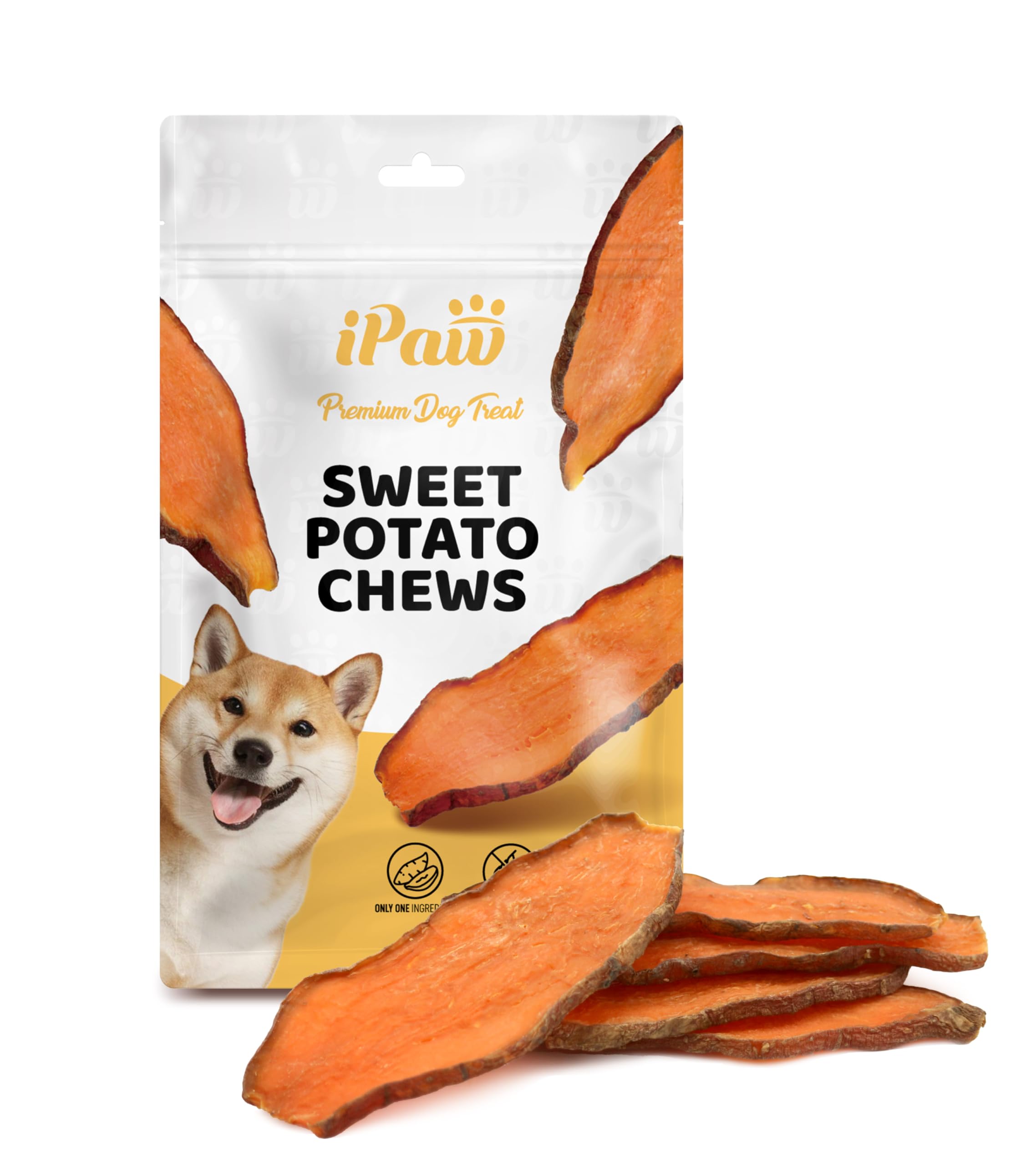 ipaw sweet potato chews pack shot highlighting single-ingredient natural snack