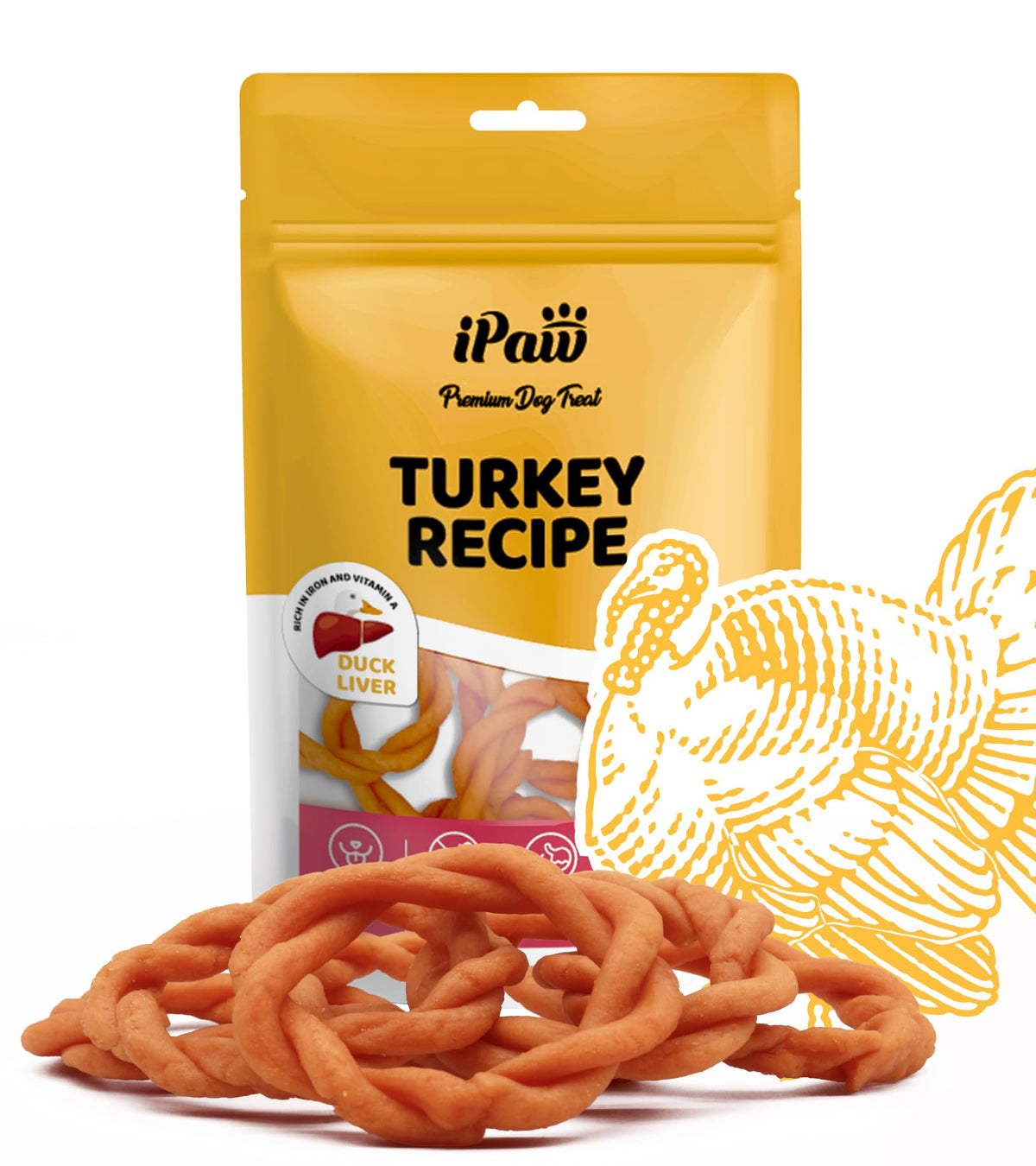 ipaw turkey dog treats ring duck liver closeup for training ring chew