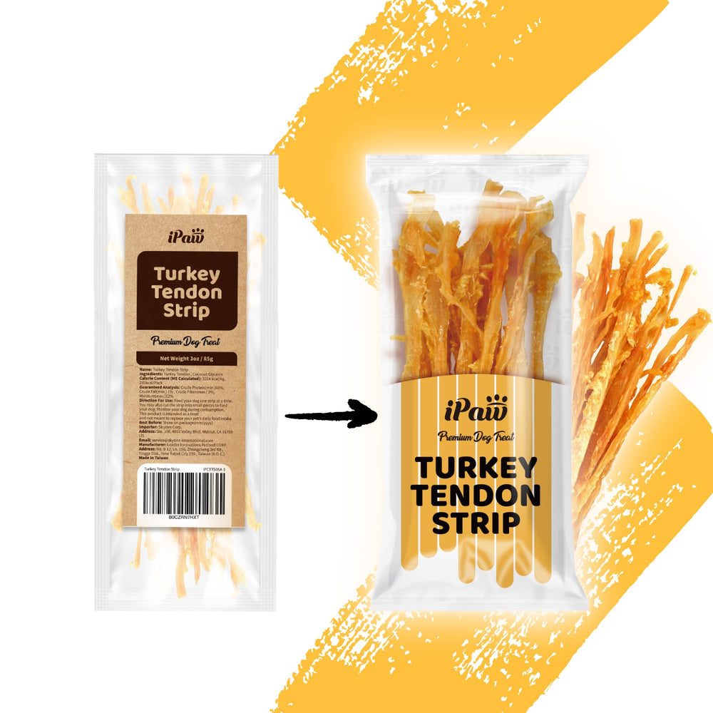 ipaw-turkey-tendon-braided-chew-closeup shows a firm chew ideal for dental-friendly chewing.