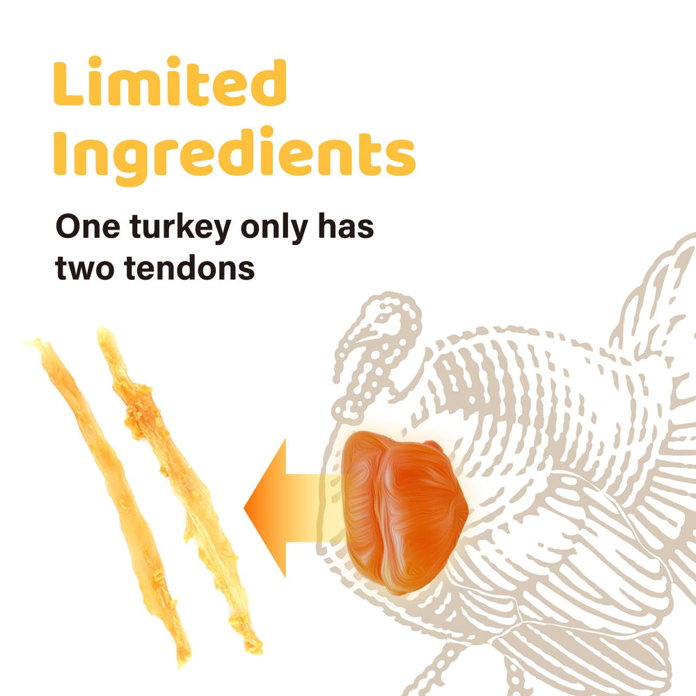 iPaw Turkey Tendon chew texture highlights hand braided chew that satisfies strong chewers and aids digestion