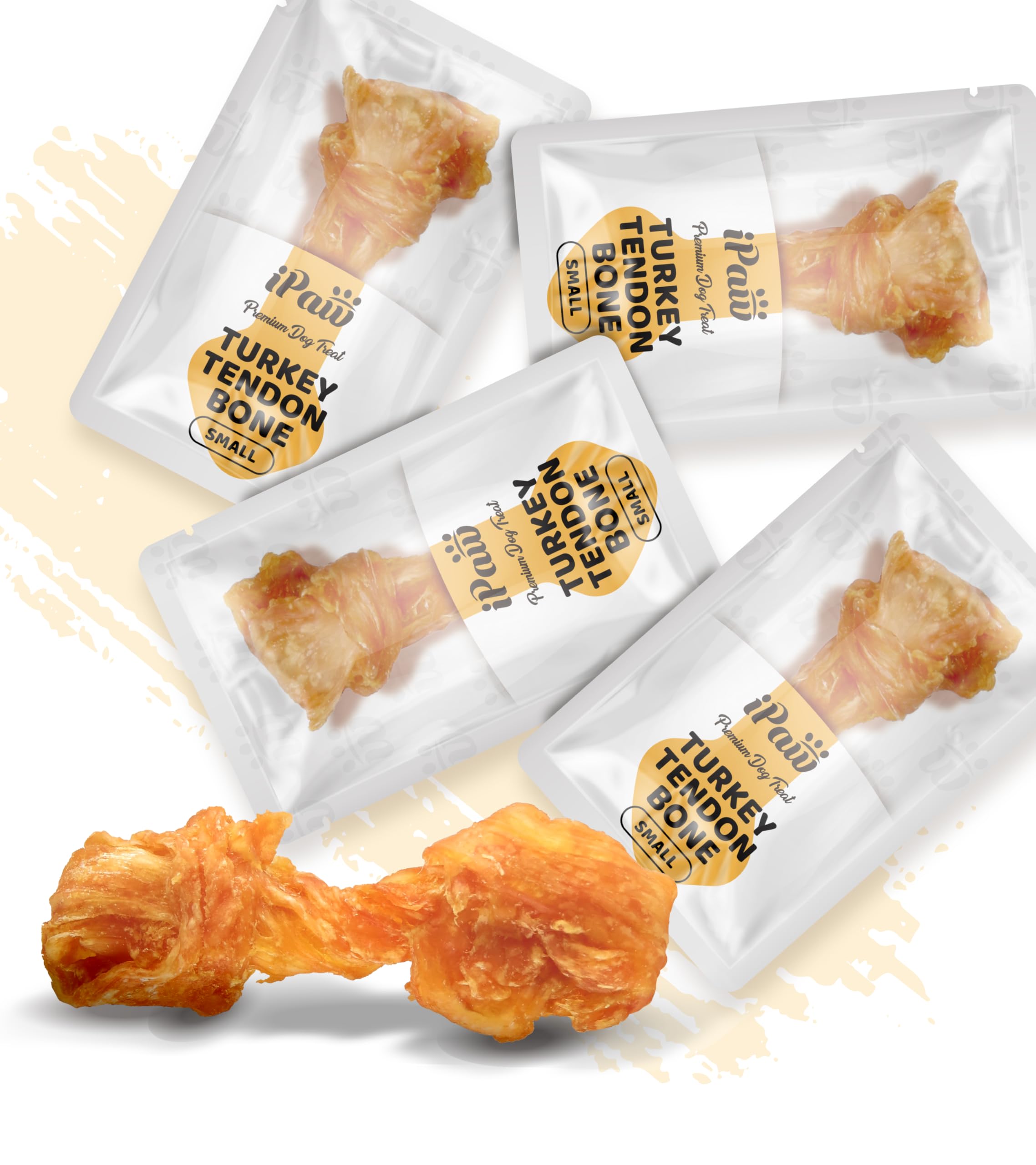 iPaw Turkey Tendon pack small shows four single-ingredient chews for dogs with natural dental support