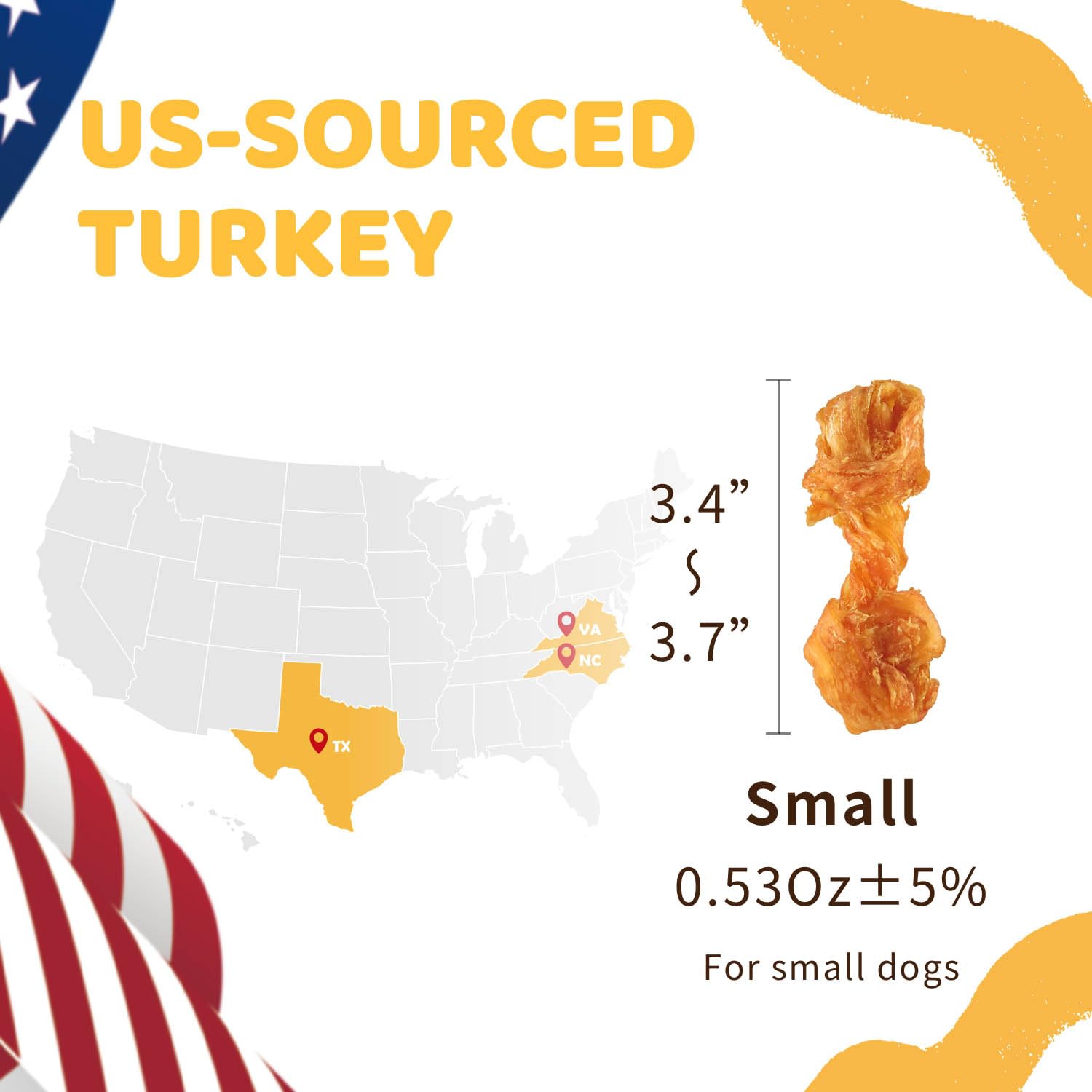 iPaw Turkey Tendon usa-sourced emphasizes US sourced turkey for high quality protein and flavor