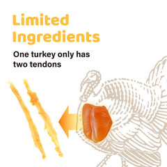 iPaw Turkey Tendons closeup texture emphasizes flavorful, protein-rich snack.