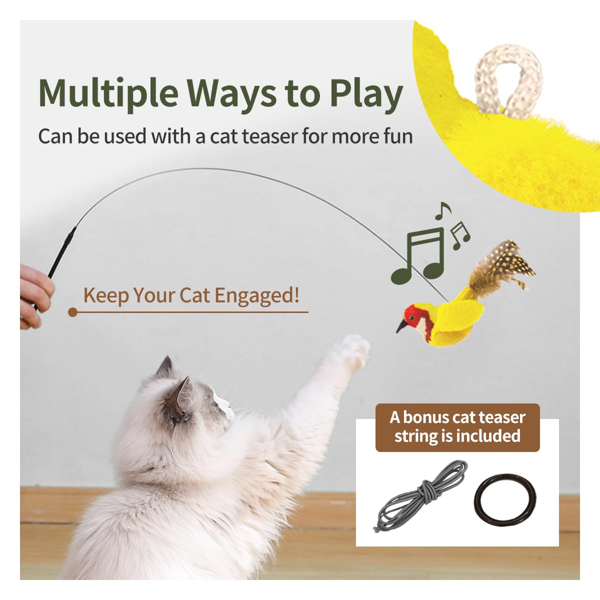 ipawspace Catnip Cat Toys real feather tail adds lifelike texture.