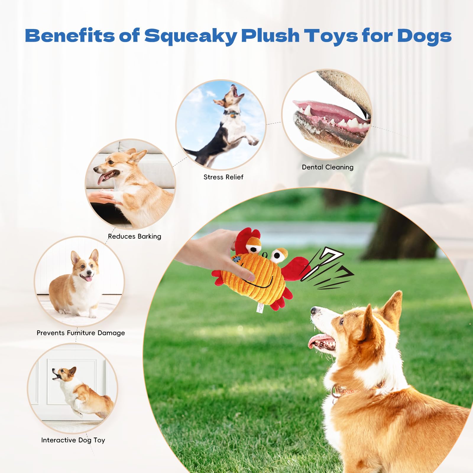 ipawspace shark plush toy – sturdy plush for gentle tug-of-war and chew-time
