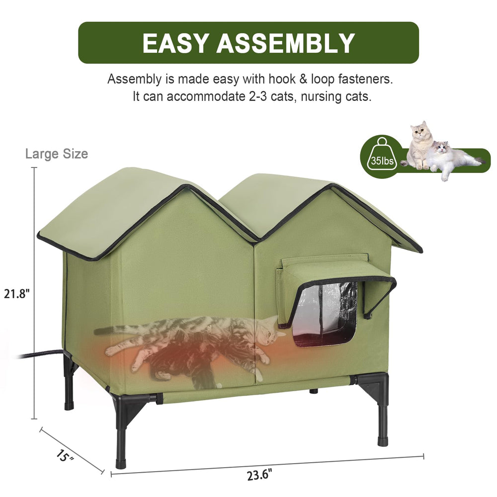 IPEAIN heated cat house durable 900 denier fabric with insulation for outdoor use