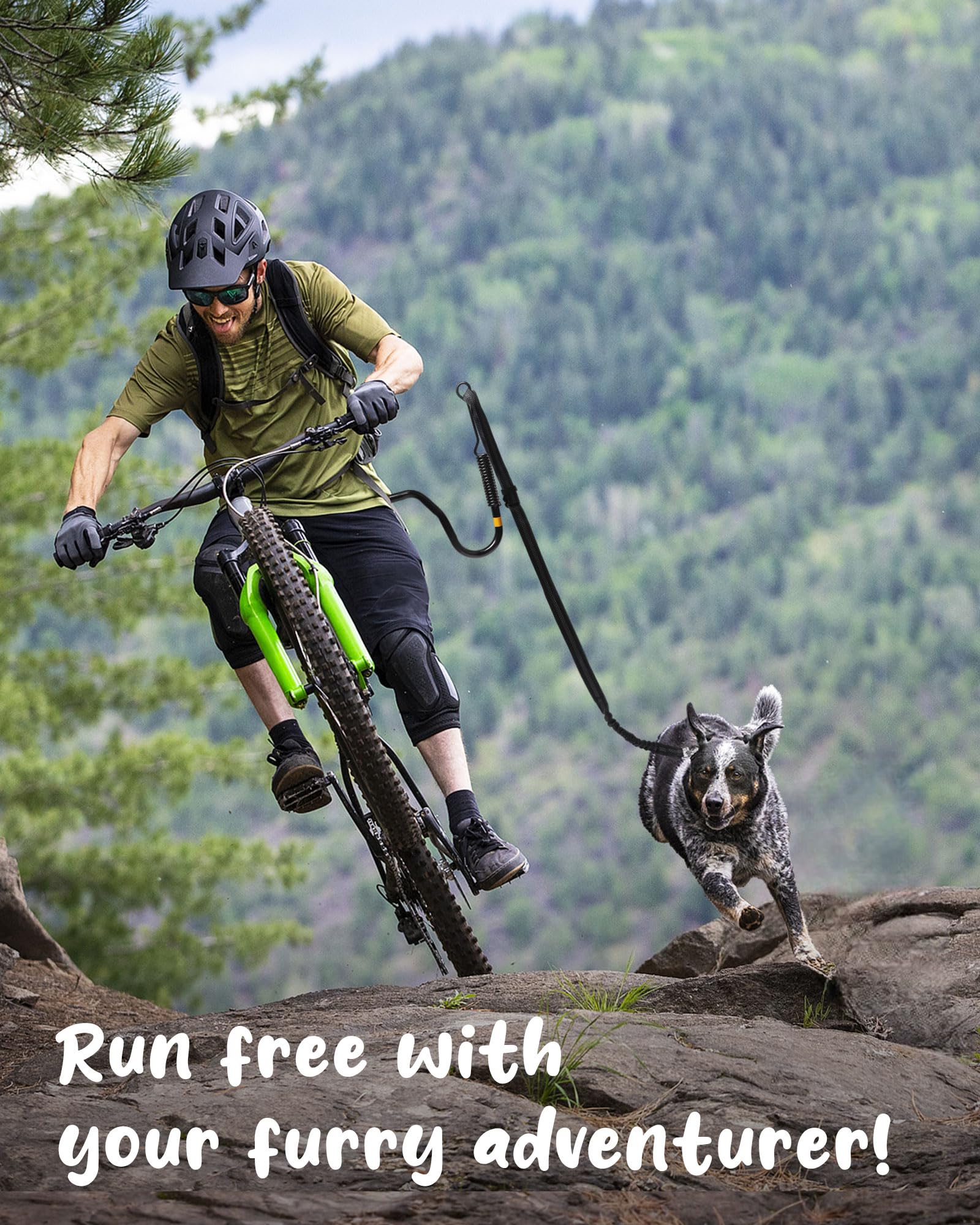 IPETBA dog bike leash shock-absorption minimizes jolts from sudden pulls during rides.