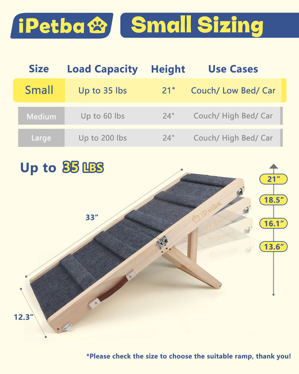 IPETBA dog ramp 4-height-settings matches different furniture heights precisely