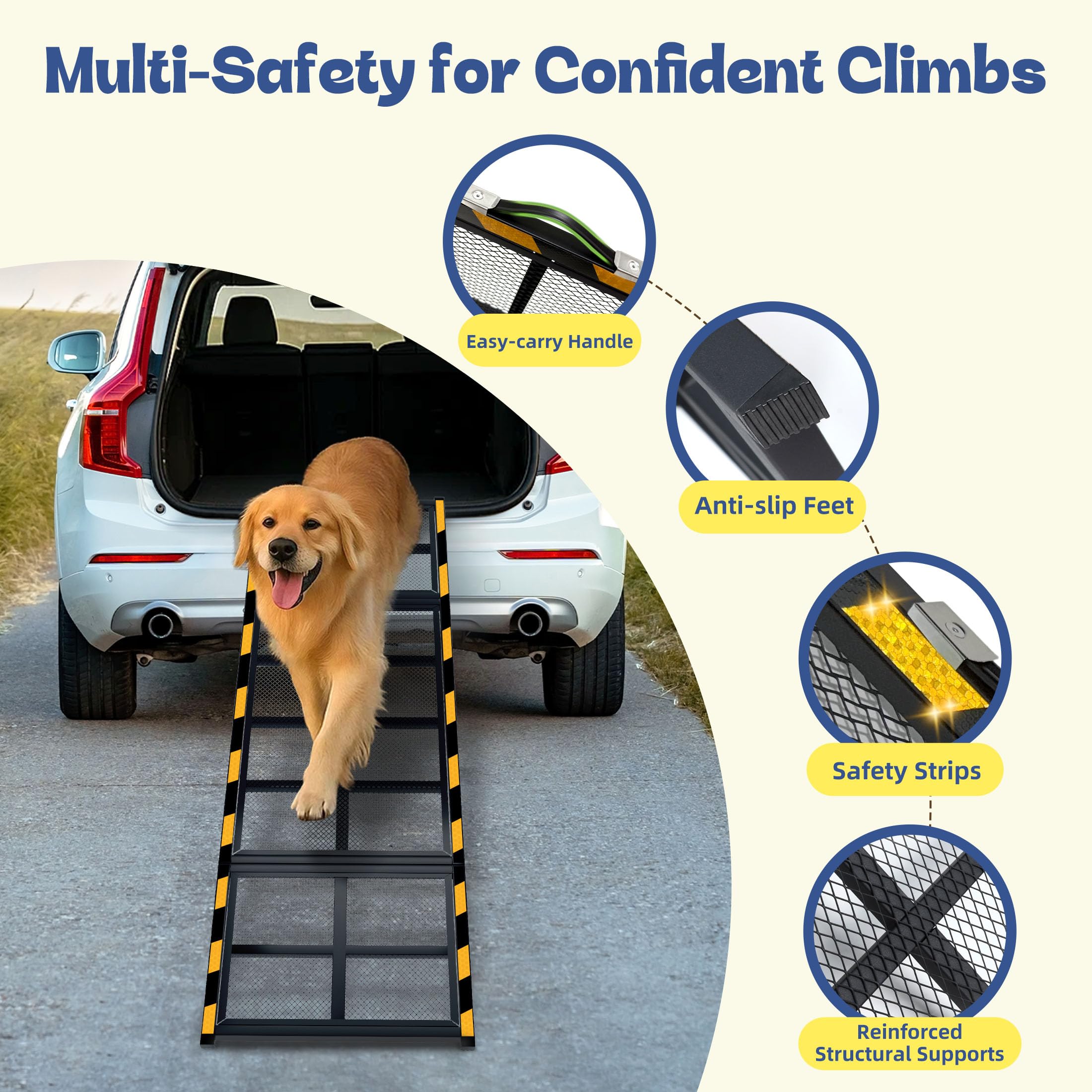 IPETBA dog ramp-door-sill-entry demonstrates smooth loading from car or SUV.