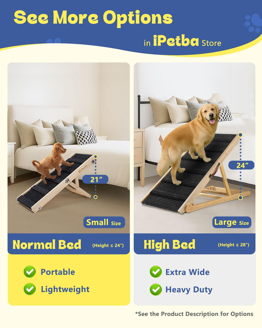 IPETBA non-slip surface and crossbars keep paws steady during climbs.