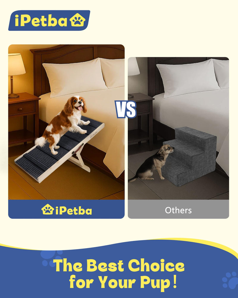 IPETBA textured-surface ramp enhances traction for wobbly paws.