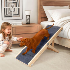 IPETBA dog ramp wood surface shows sturdy construction for smooth bed climbs