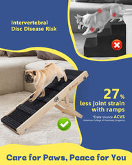 IPETBA solid pine ramp blends with home decor while supporting pets up to 35 lbs.