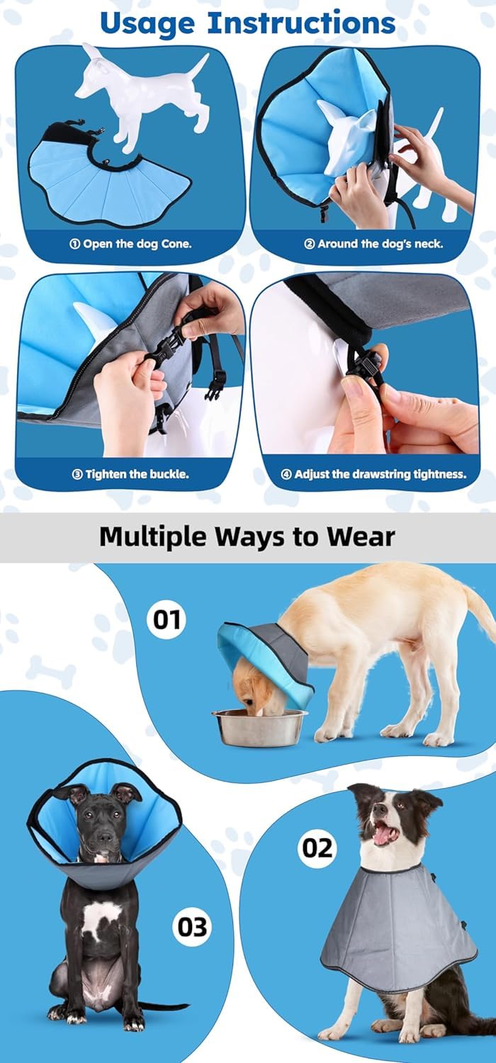 ipetstation dog cone eat-drink flip option aids feeding and drinking