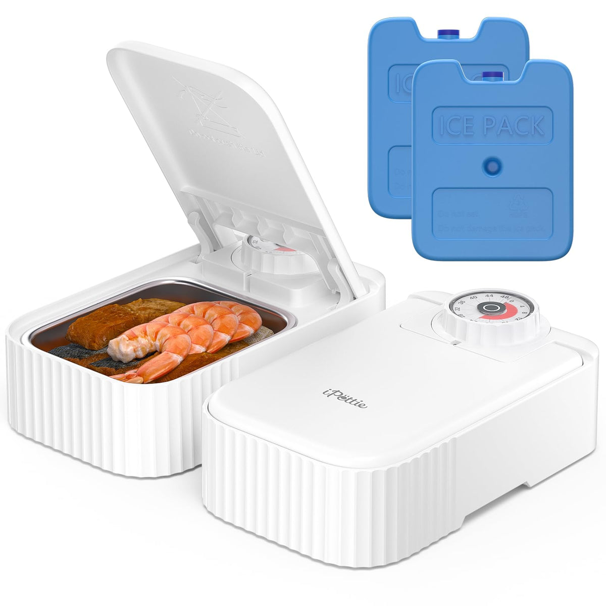 iPettie Bento two-meal feeder dual compartments for reliable on-time meals.