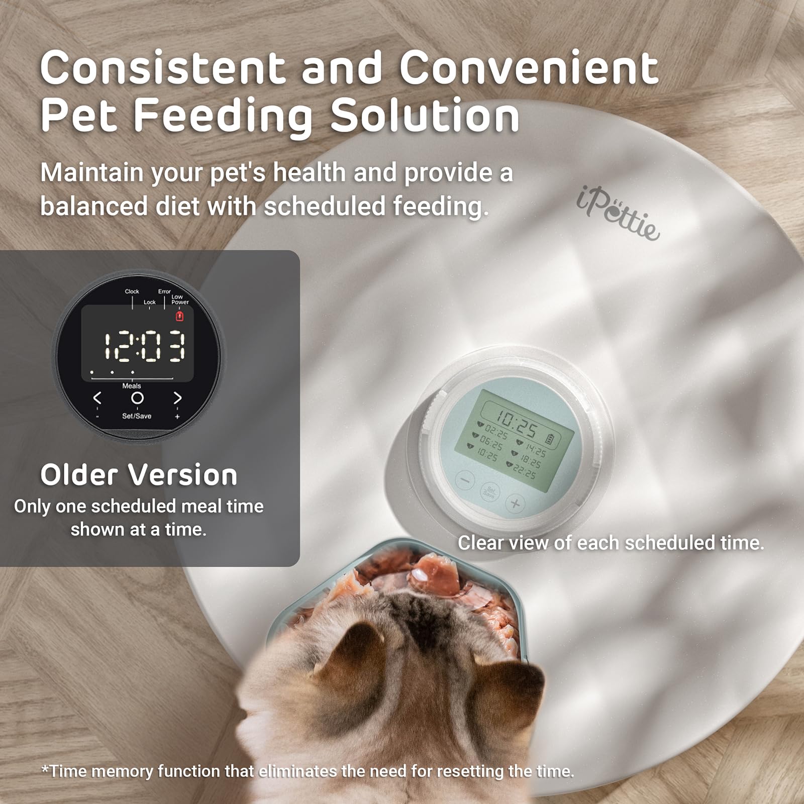 iPettie Brioche LED touch panel simplifies quick meal programming.