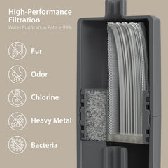 iPettie Cake dog water fountain pump design shows wireless pump with wired base