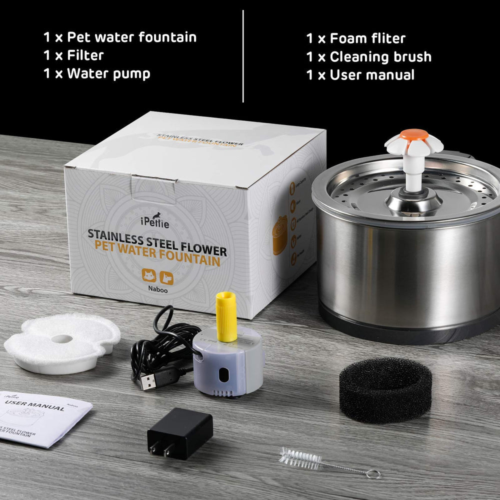 iPettie cat water fountain with dishwasher-safe surface