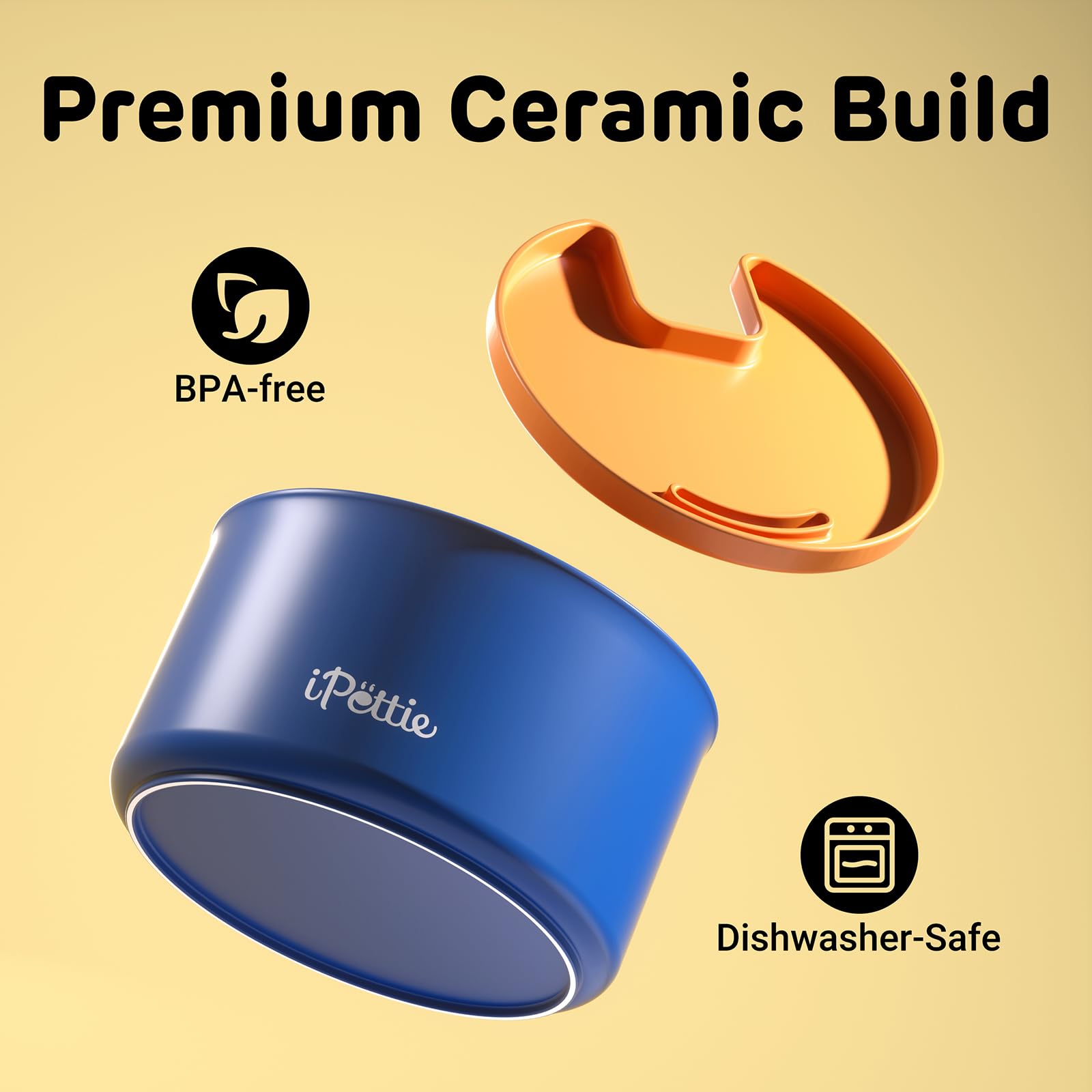 iPettie ceramic cat fountain indicators glow to show low water or battery status for easy maintenance