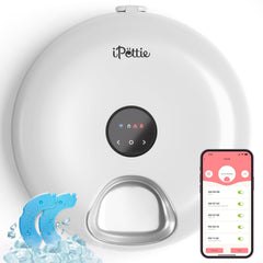 iPettie Donut Frost feeder front view with app-ready controls for scheduled feeding.