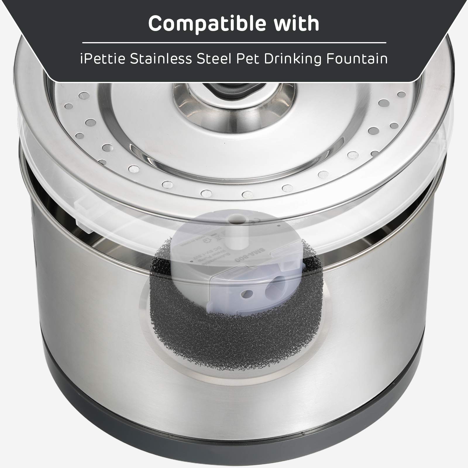 iPettie Foam Filter Closeup—dense foam traps hair and debris for clearer water.