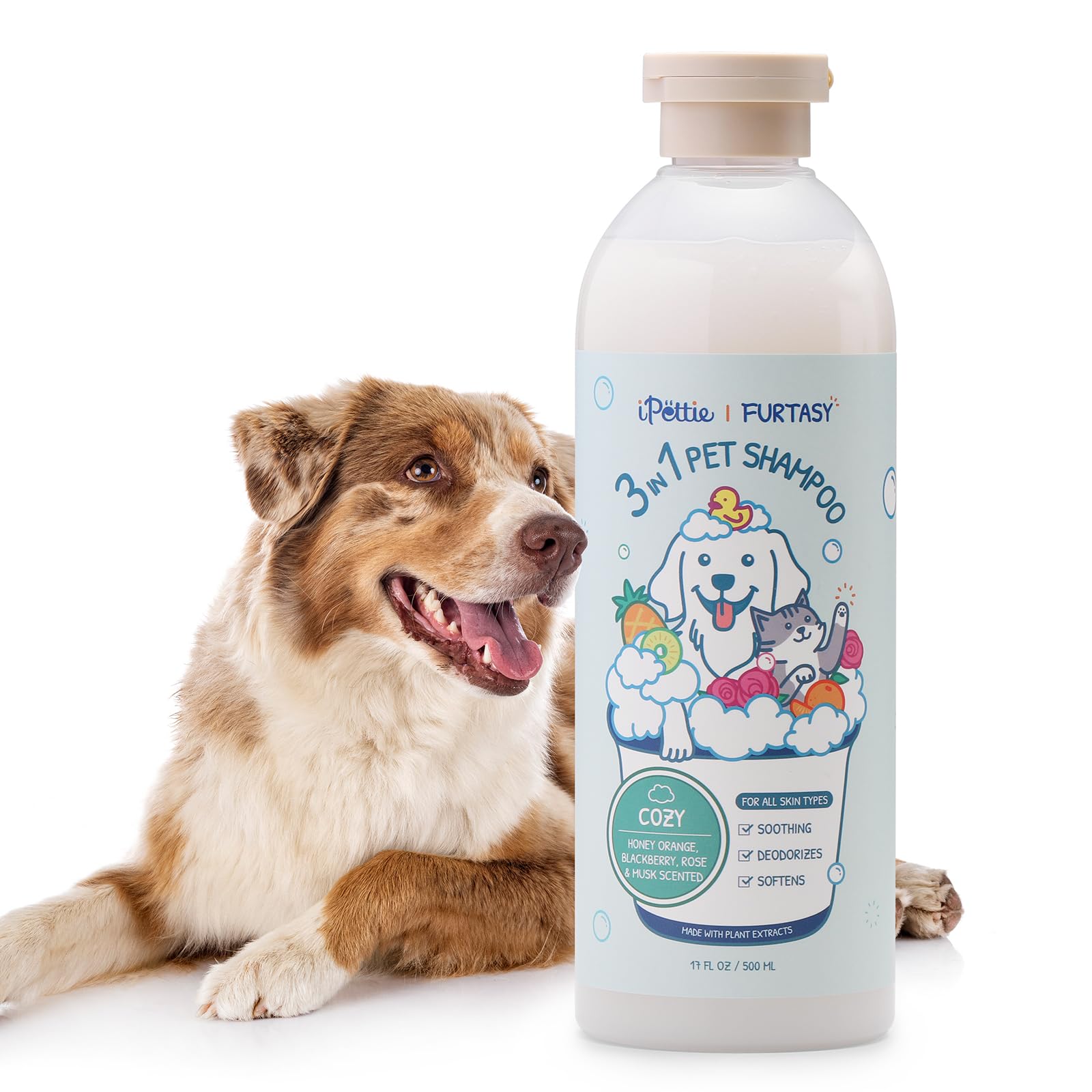iPettie Furtasy bottle-pour shows easy lather and rinse