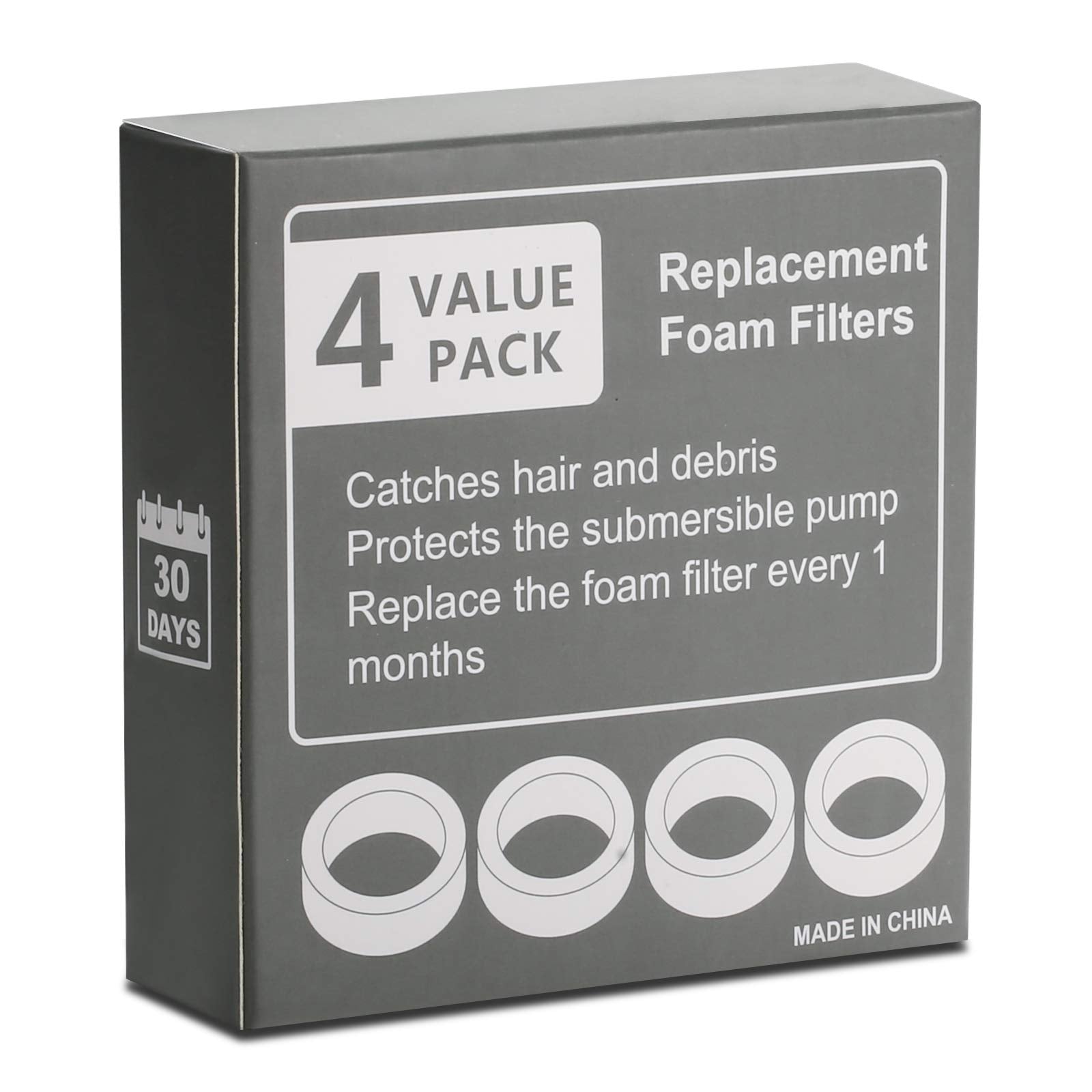 iPettie IP-670-S4 Pack—foam filters for ongoing fountain upkeep.