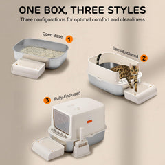 iPettie S01 20L litter box lid closed for privacy and containment.