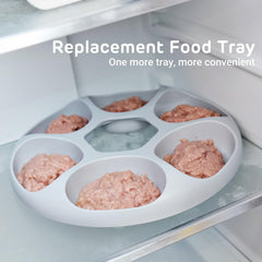 iPettie six-portion tray organizes wet and dry meals for easy feeding