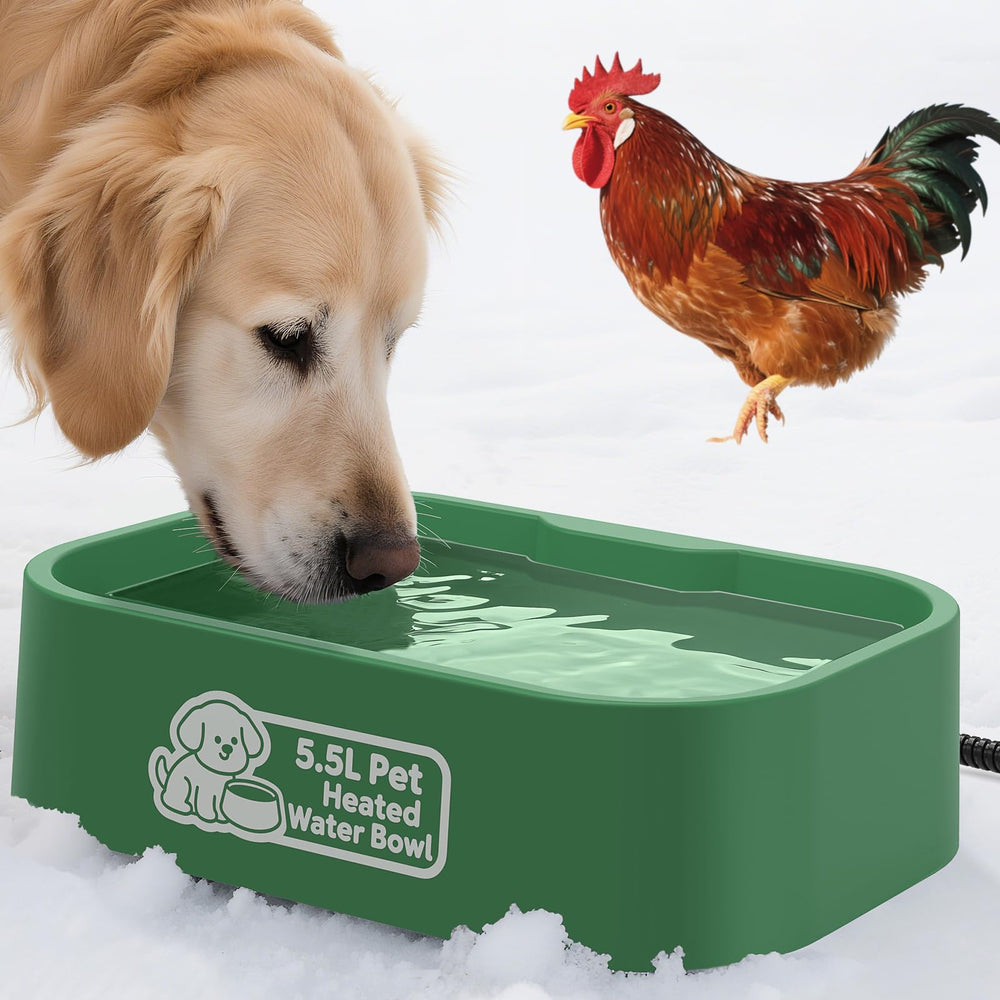 IPOW 5.5L rectangular heated bowl with roomy capacity for multiple pets.