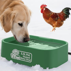 IPOW 5.5L rectangular heated bowl with roomy capacity for multiple pets.