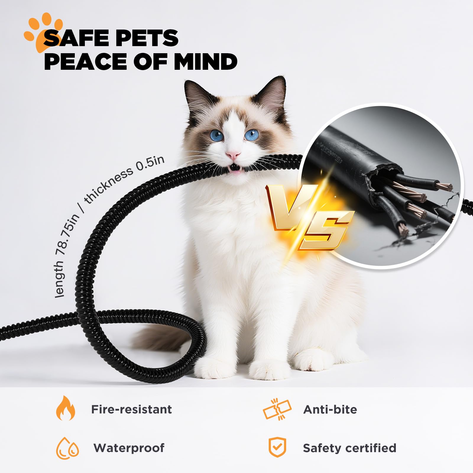 IPOW anti-chew cord protects the heater during outdoor use.