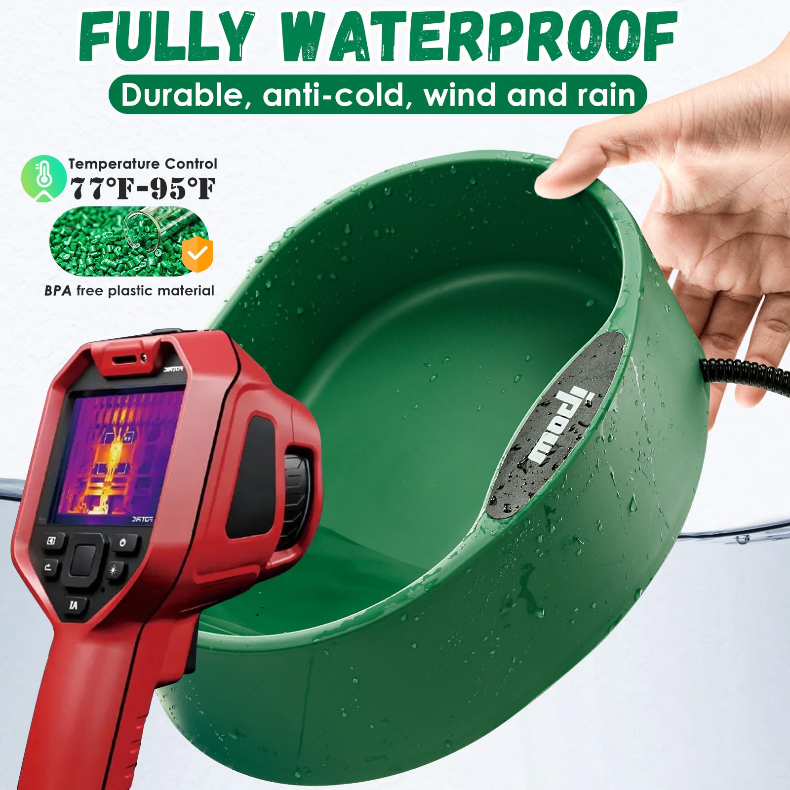 IPOW BPA-free outdoor-ready bowl suits porches and yards with durable design.