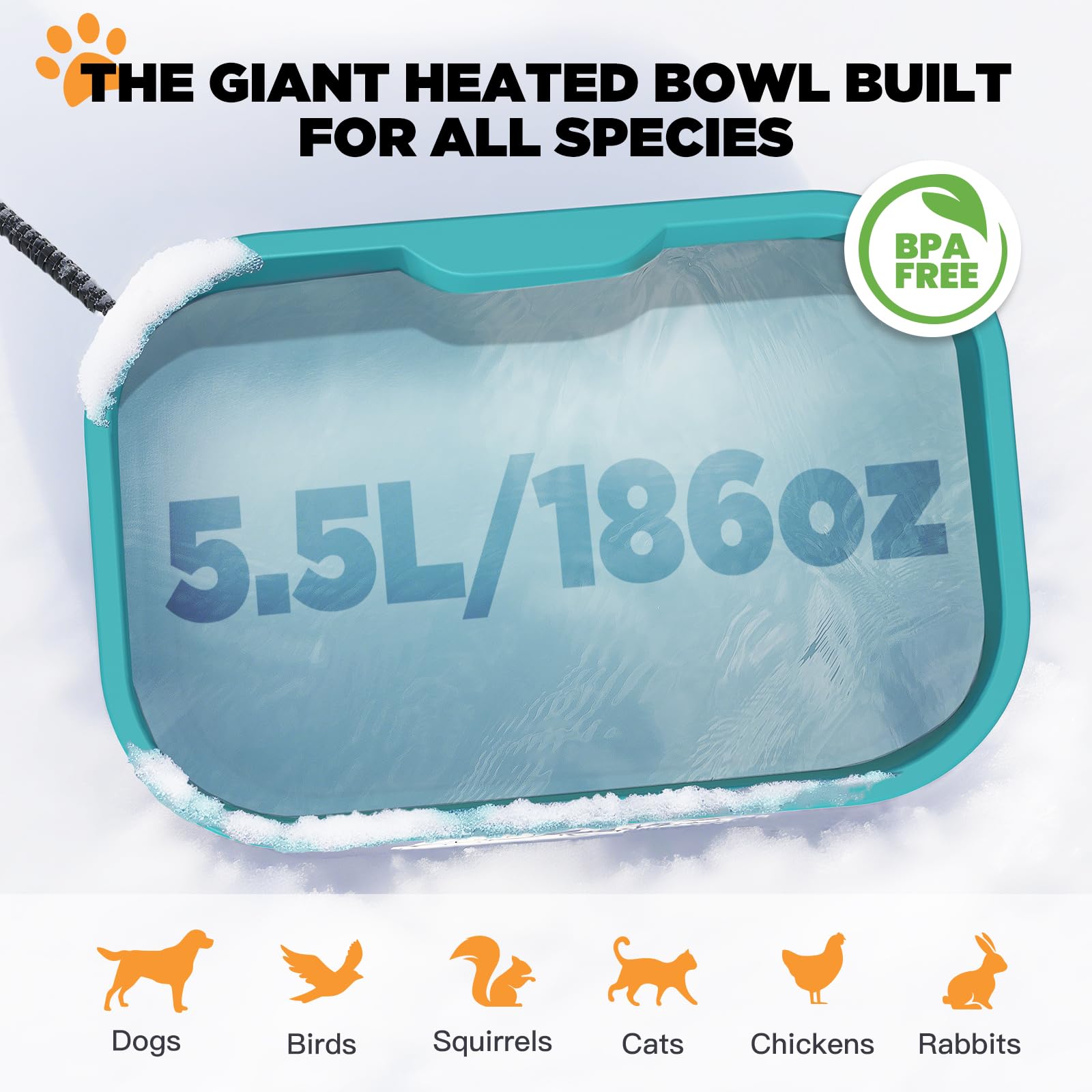 IPOW outdoor rectangular bowl on porch keeps water warm in chilly mornings