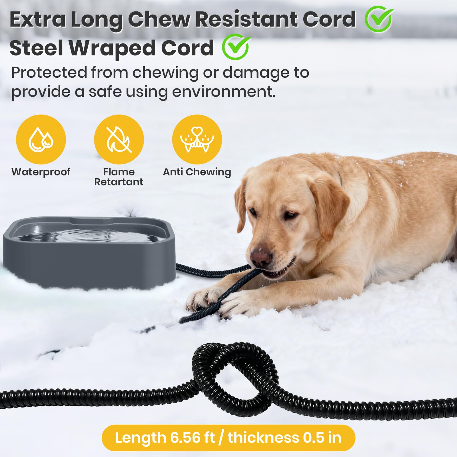IPOW outdoor winter use in garden shows reliable warm water outdoors for pets.