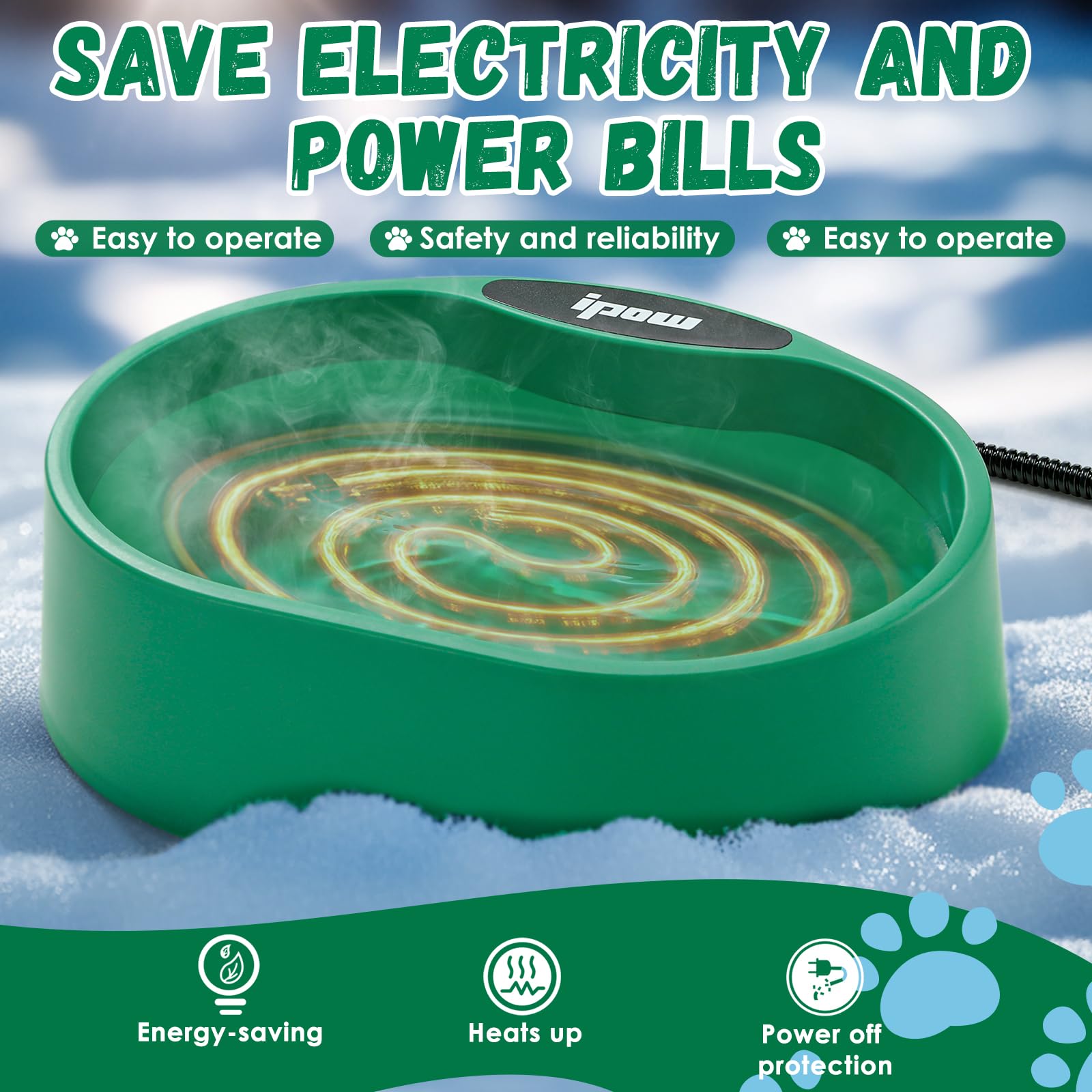 IPOW spill-proof oval design minimizes mess for cats and dogs.