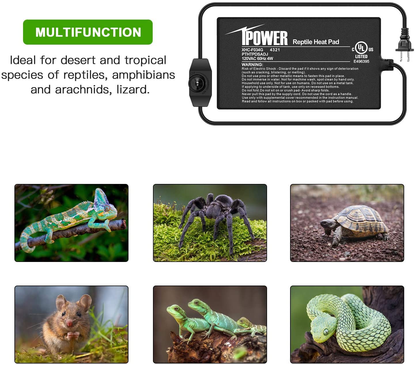 IPower reptile heat pad 8x18 wide-application for larger enclosures