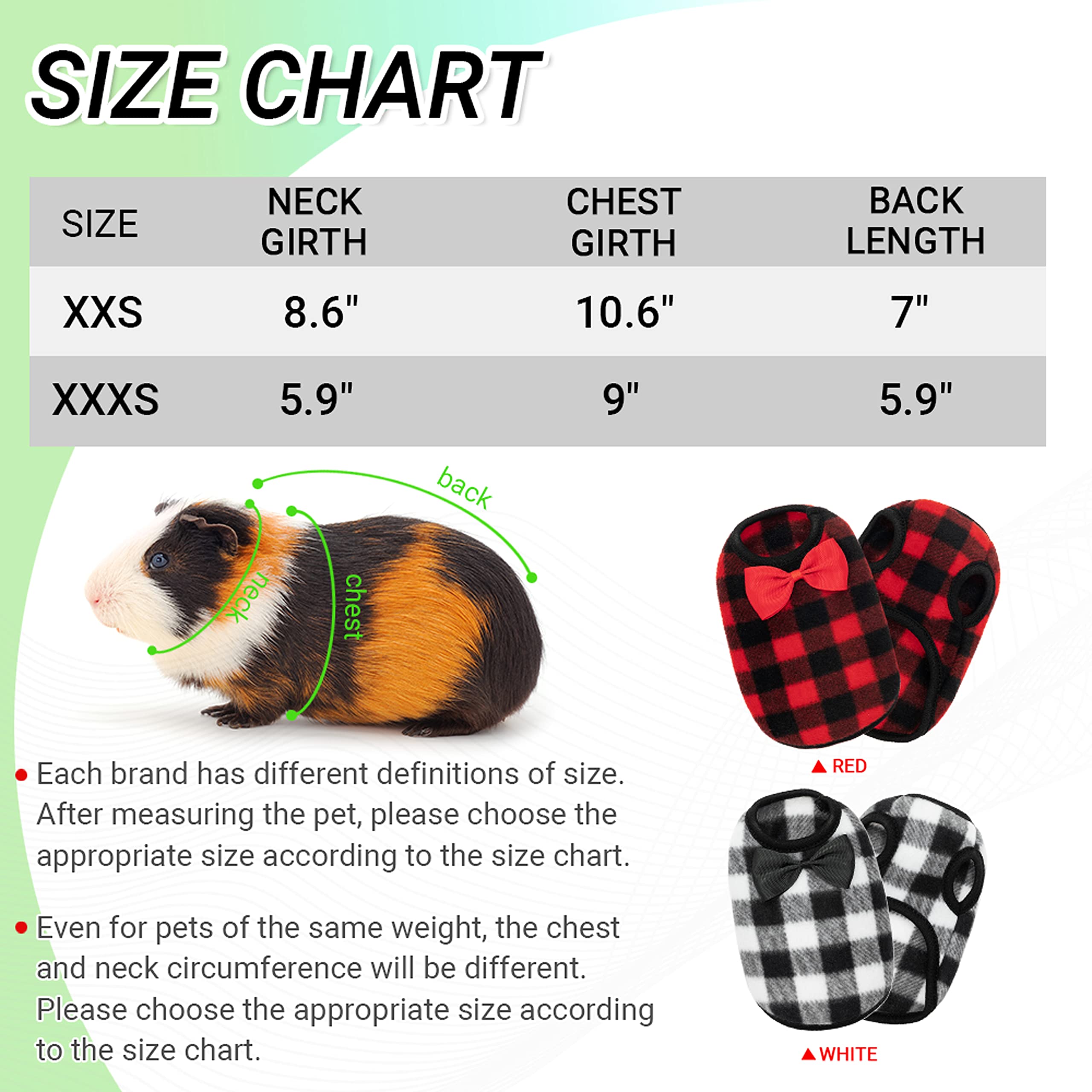 IPRAVOCI Guinea Pig Clothes plaid black-white pattern adds daily wear and festive charm.