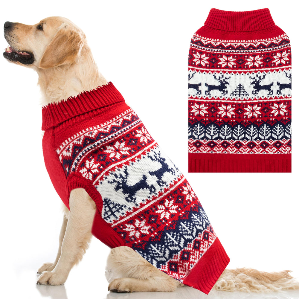 IPRAVOCI dog Christmas sweater snowflake back design for festive warmth
