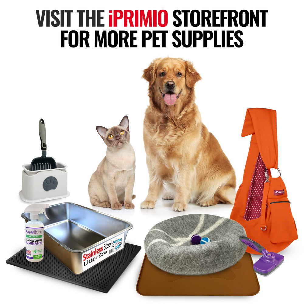 iPrimio cat litter scoop metal black finish blends with modern litter areas.