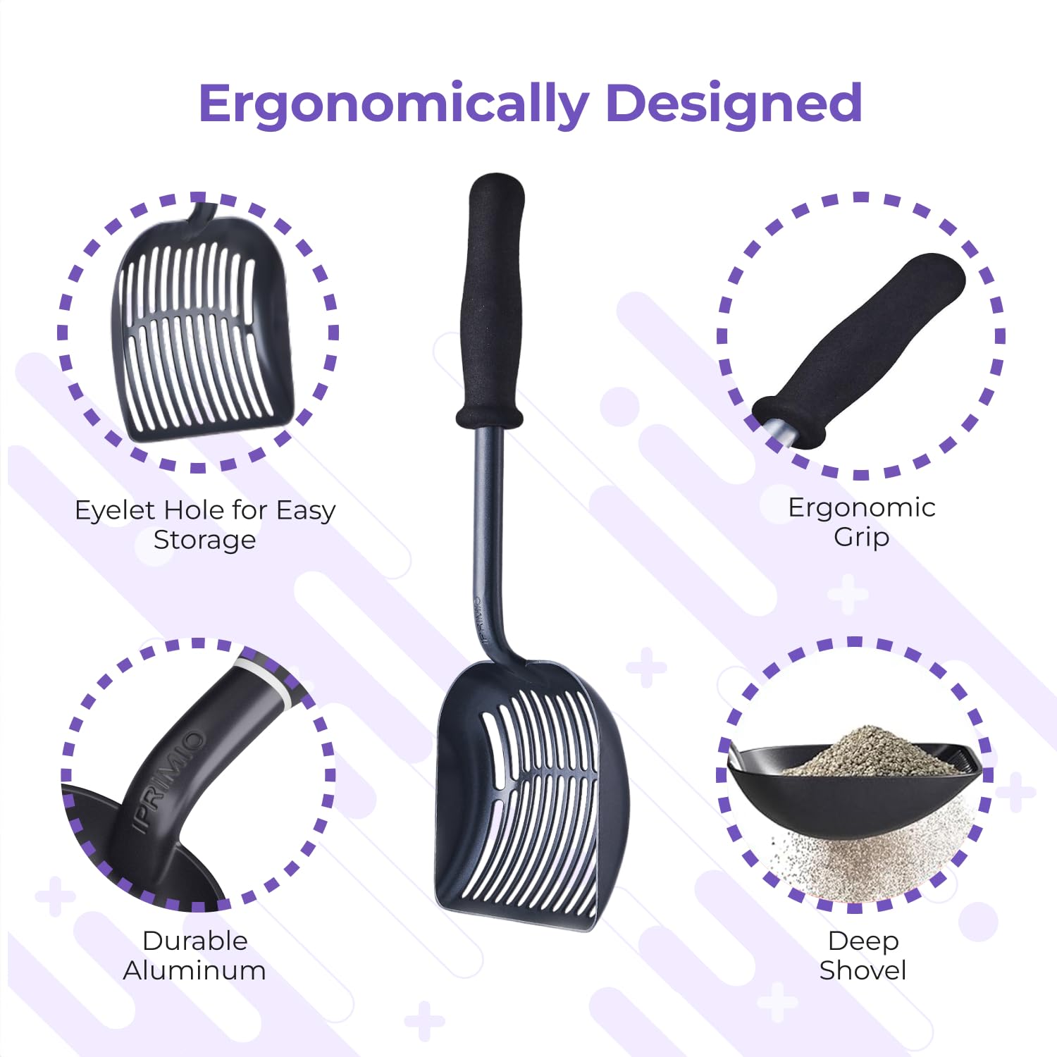 iPrimio Monster Cat Litter Scooper designed by pet owners for intuitive use