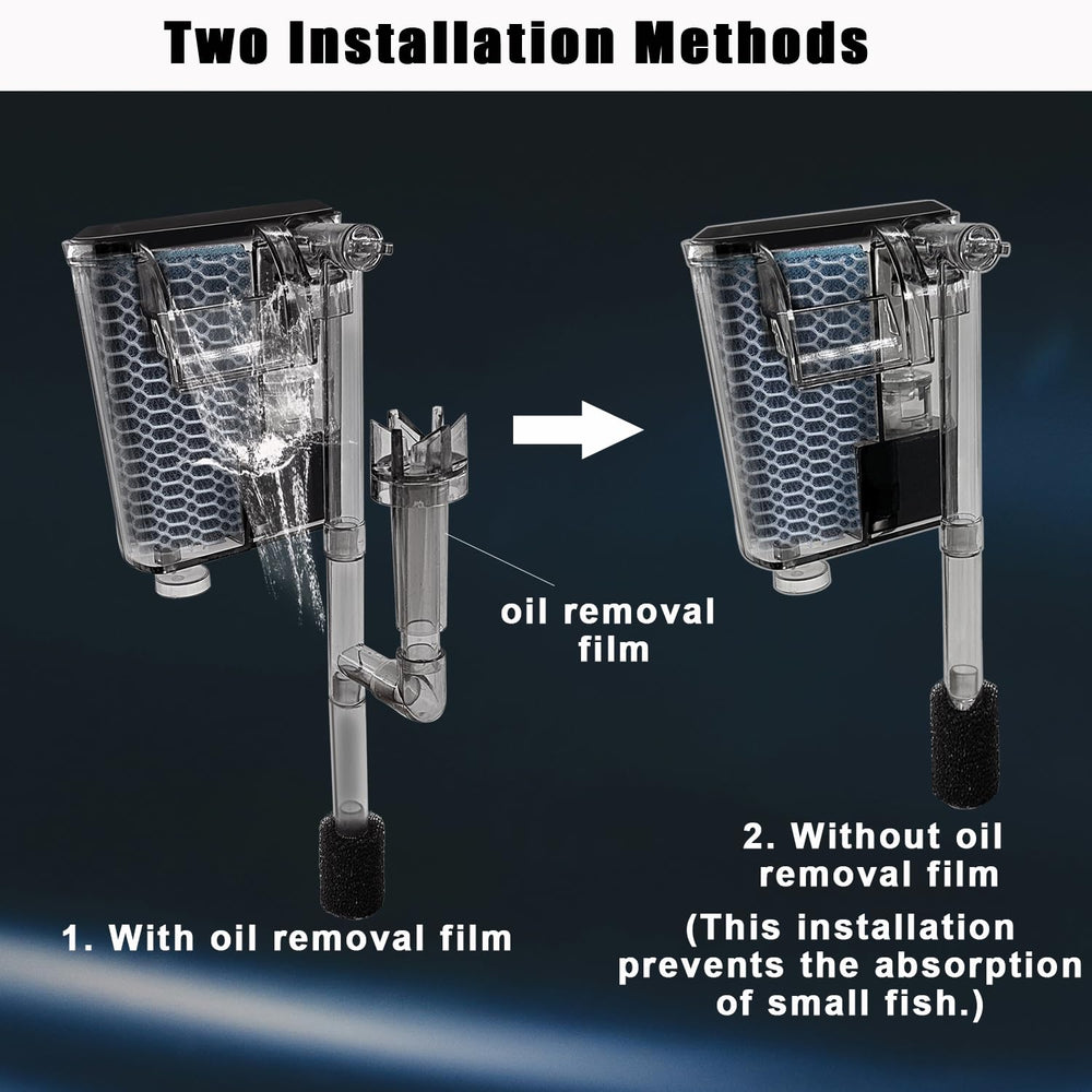 iPriro hanging back-filter in compact setup, showcasing space-saving design.