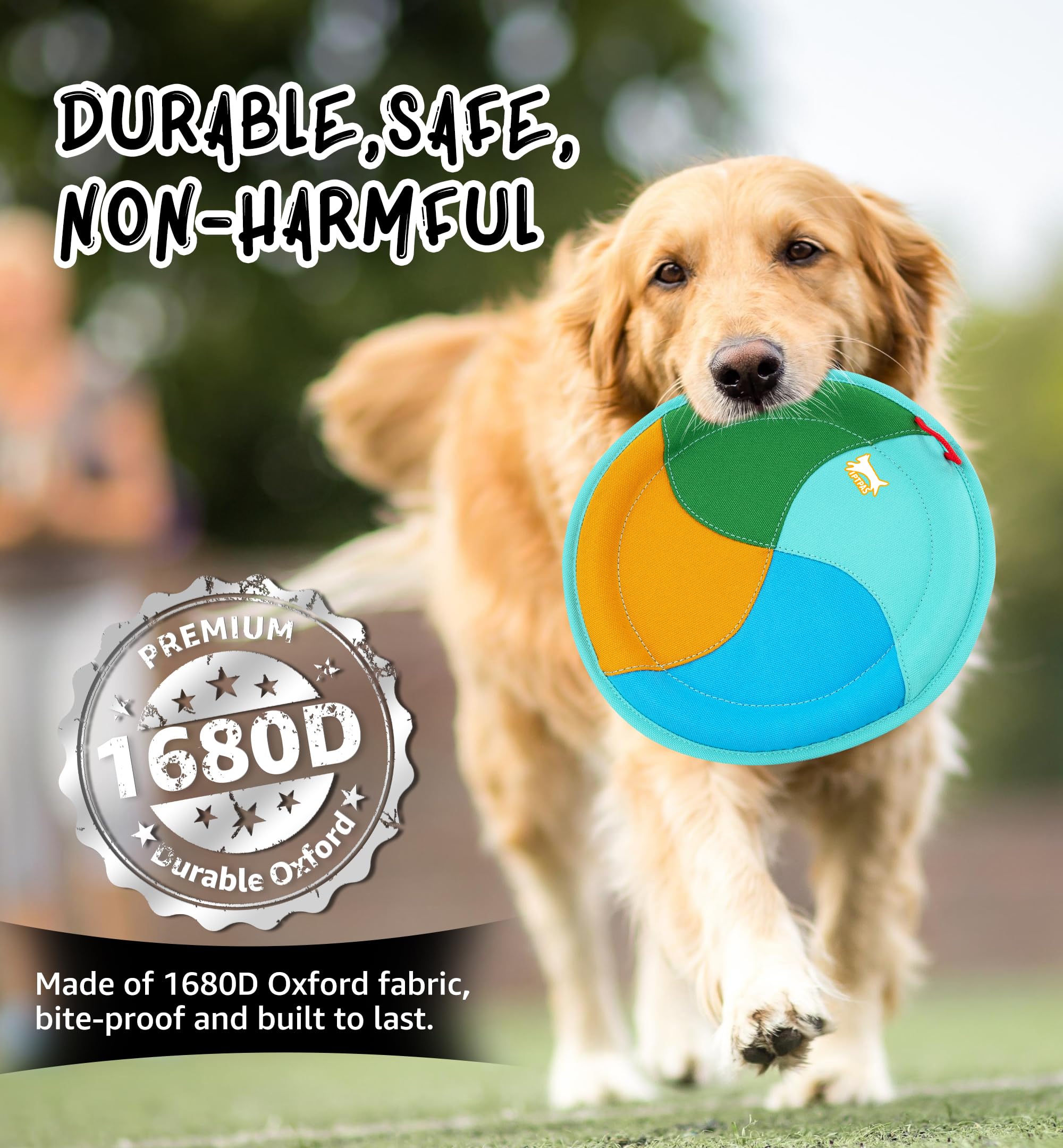IPTPAS dog flying disc soft edges gentle on teeth and gums during play