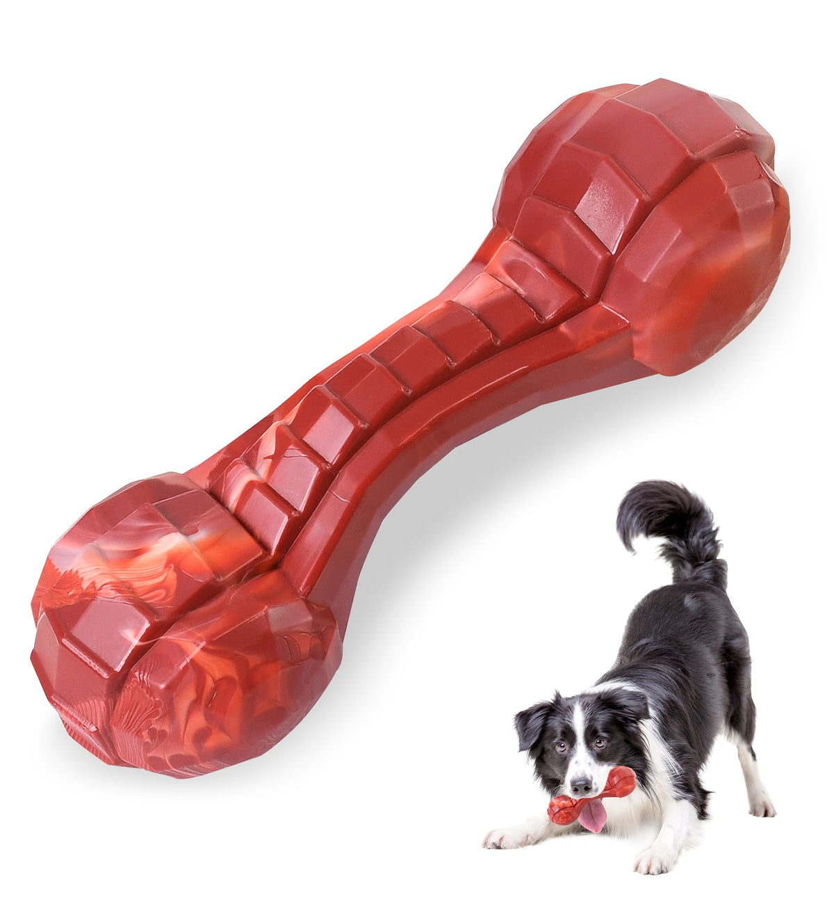 IPTPAS durable dog chew toy bone shape close-up highlighting bite-resistant durability for aggressive chewers.